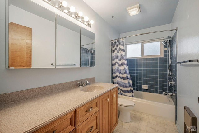 full bathroom featuring vanity, toilet, and shower / tub combo