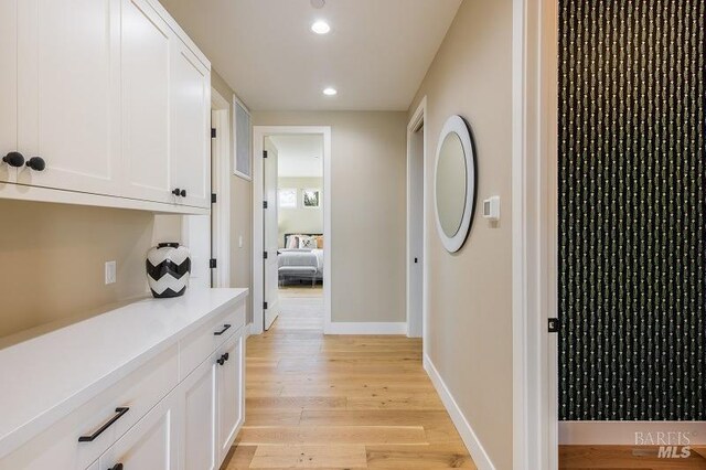 hall featuring light hardwood / wood-style floors