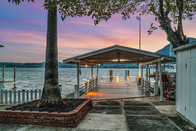 view of dock featuring a water view