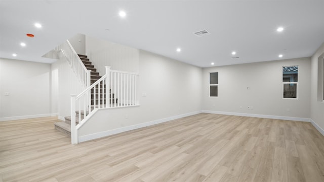 interior space with light hardwood / wood-style flooring