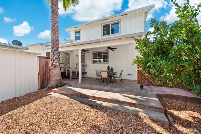 back of house featuring a patio area and ceiling fan