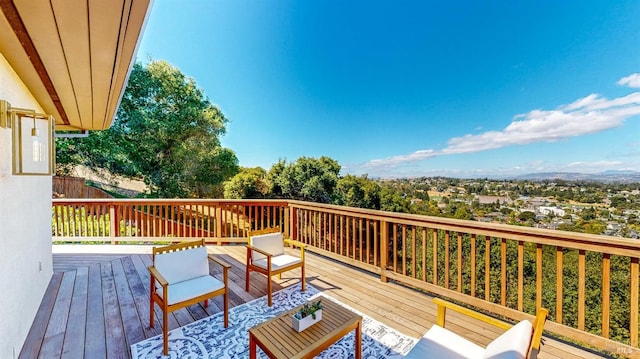 deck featuring an outdoor living space