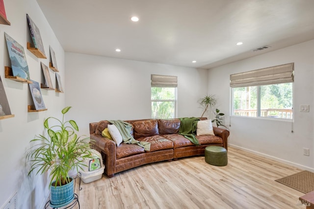 living room featuring light hardwood / wood-style floors