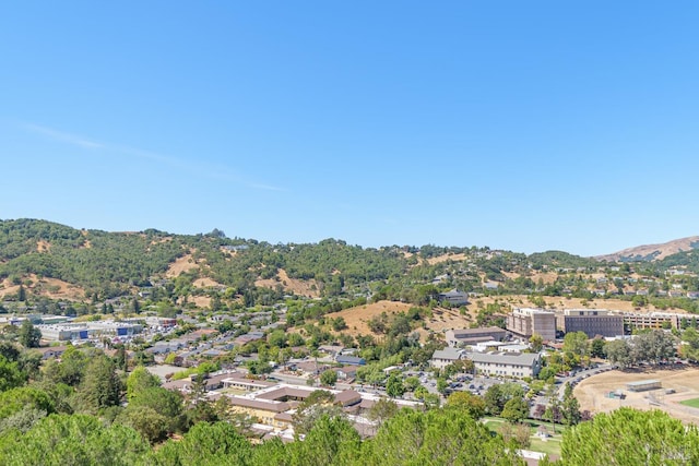 birds eye view of property with a mountain view