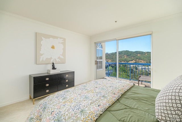 bedroom with crown molding