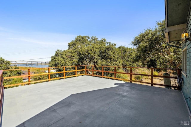 view of patio / terrace with a water view