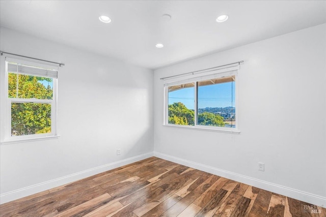 spare room featuring hardwood / wood-style floors and a healthy amount of sunlight