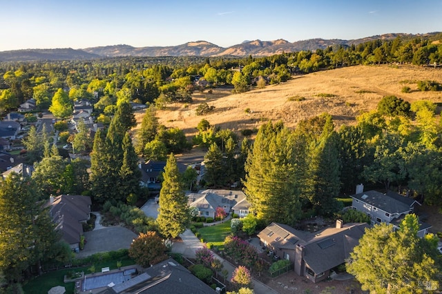 drone / aerial view with a mountain view