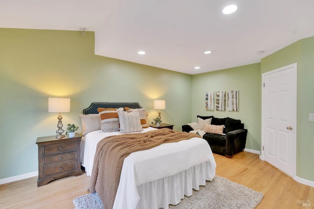 bedroom with light wood-type flooring