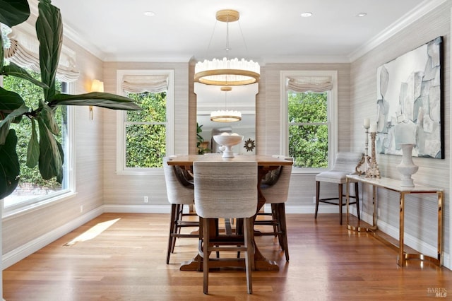114 Van Tassel Ct, San Anselmo, CA 94960 - dining area featuring baseboards, wood finished floors, and ornamental molding