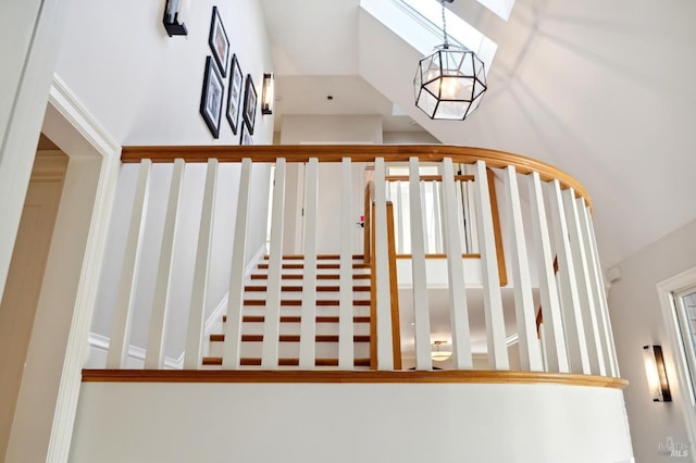 114 Van Tassel Ct, San Anselmo, CA 94960 - staircase featuring a skylight