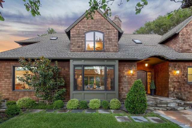 114 Van Tassel Ct, San Anselmo, CA 94960 - view of front of property with roof with shingles and a chimney