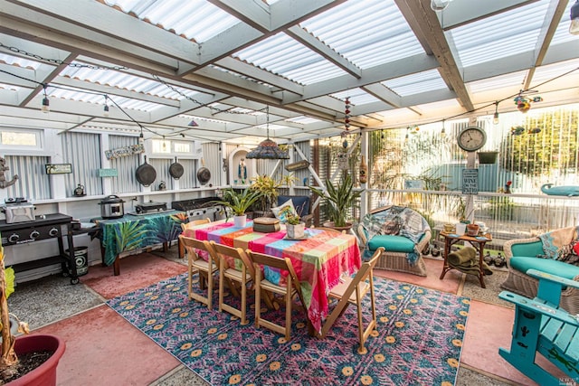 view of patio featuring a pergola