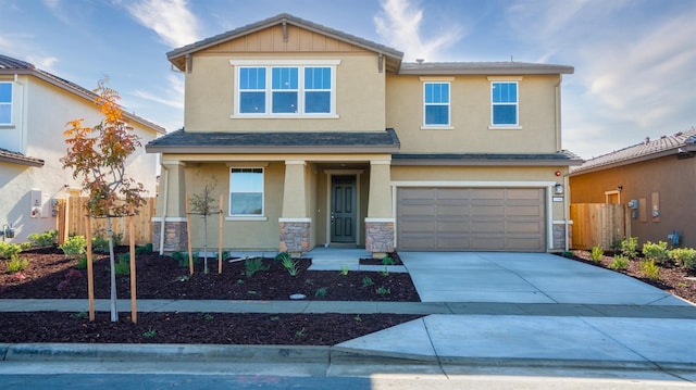 view of front of house with a garage