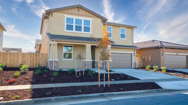 craftsman-style house with a garage