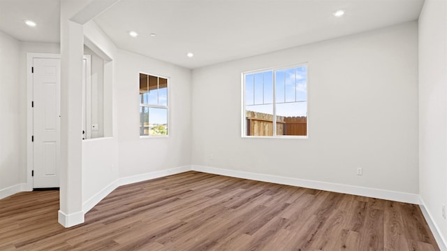 empty room featuring a healthy amount of sunlight and light hardwood / wood-style floors