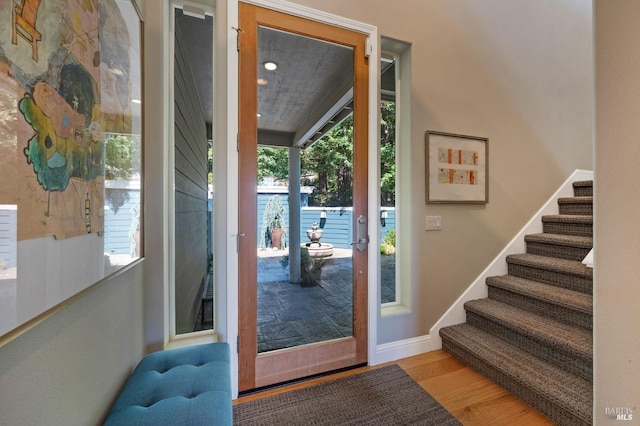 entrance foyer with hardwood / wood-style floors