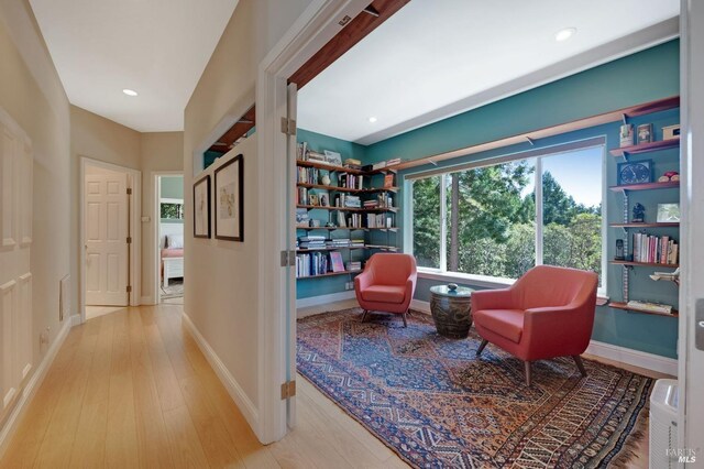 living area with light wood-type flooring