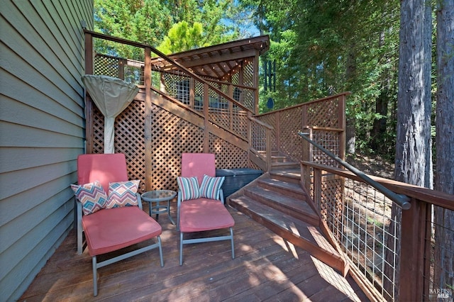 deck featuring stairs