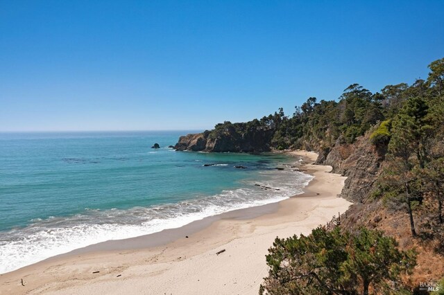 view of water feature with a view of the beach