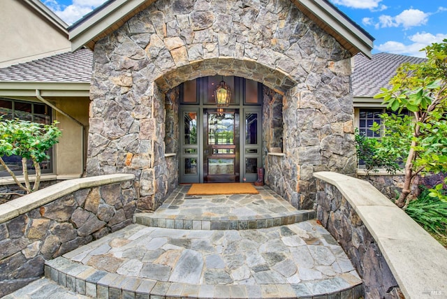 entrance to property with french doors