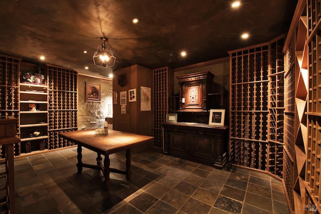 view of wine cellar