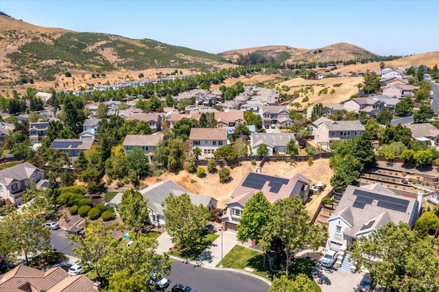 drone / aerial view with a mountain view