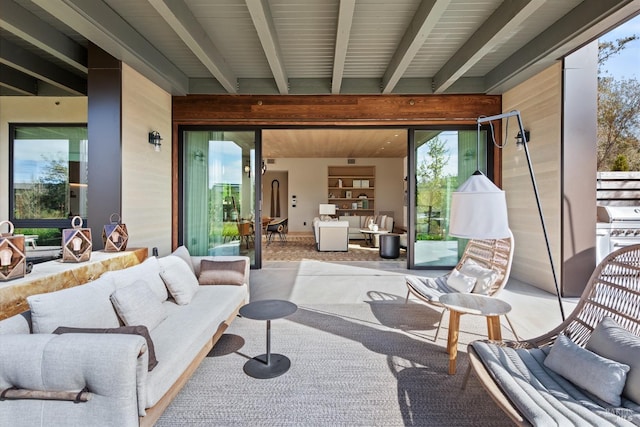 view of patio featuring an outdoor living space and area for grilling