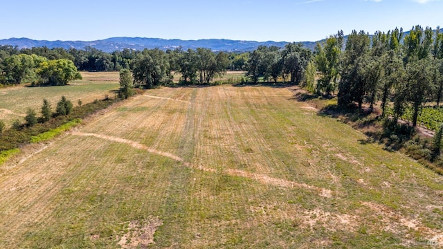 drone / aerial view featuring a rural view and a mountain view