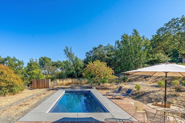 view of swimming pool with a patio area