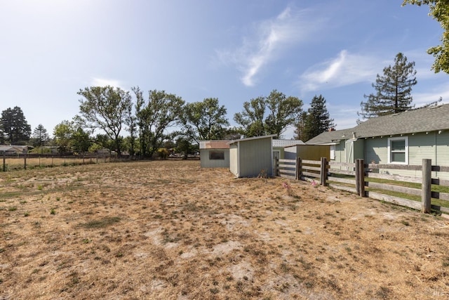 view of yard with a shed