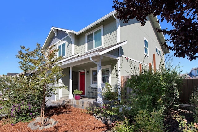 view of front of home featuring covered porch