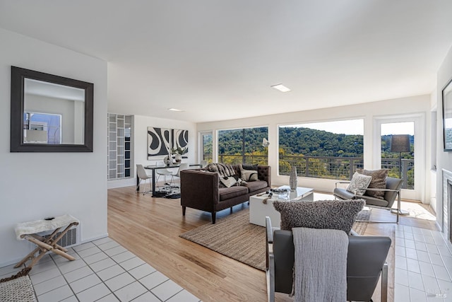 living room with light wood-style flooring
