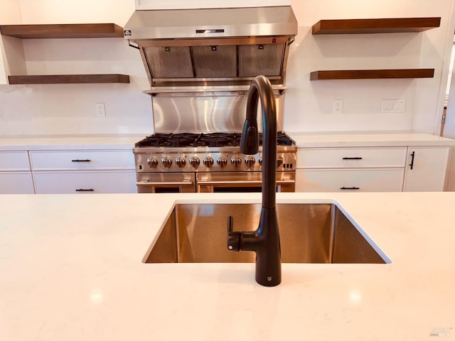 kitchen with white cabinets