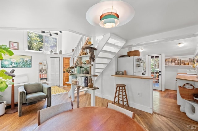 dining area featuring light hardwood / wood-style flooring