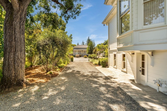 view of yard featuring a garage