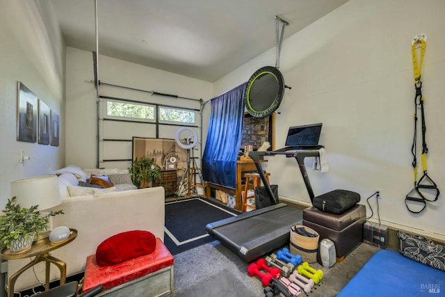 exercise area with concrete floors