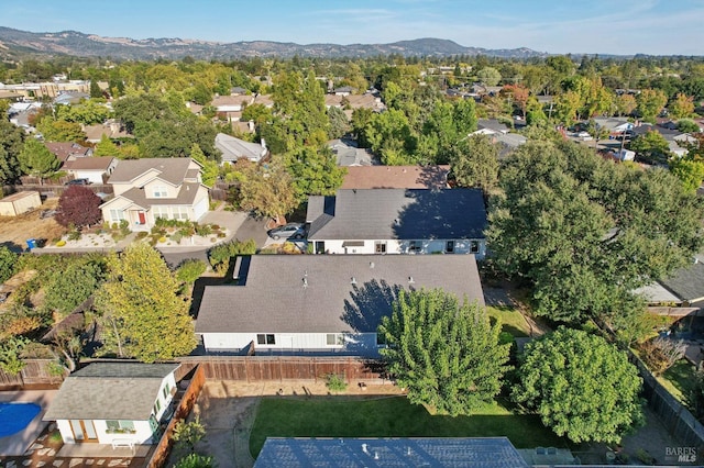 birds eye view of property with a mountain view