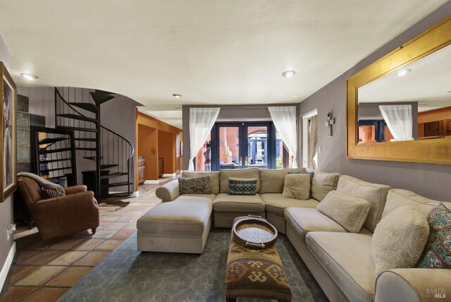 living room with french doors