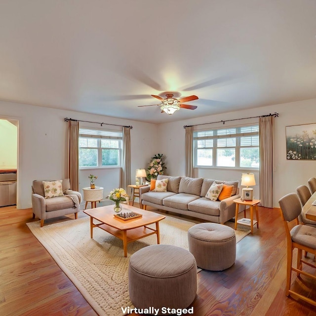 10951 River Rd, Courtland, CA 95615 - living room featuring ceiling fan and light wood-type flooring
