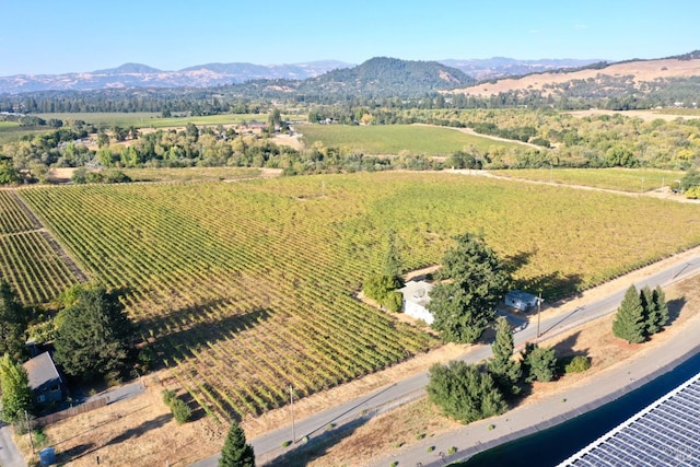 bird's eye view with a mountain view and a rural view