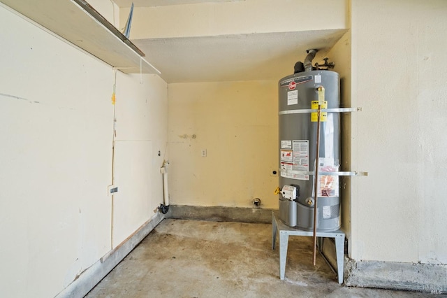 garage with secured water heater