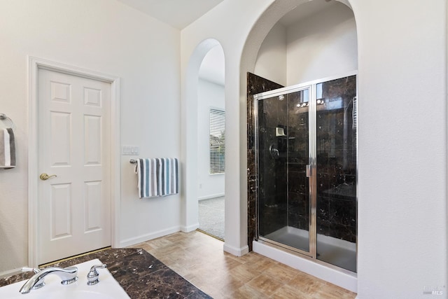 bathroom with separate shower and tub