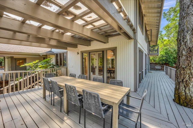 deck featuring a pergola