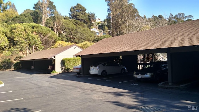 view of covered parking lot