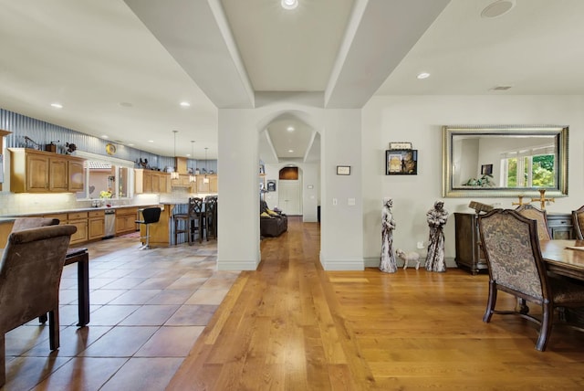 interior space featuring light wood-type flooring