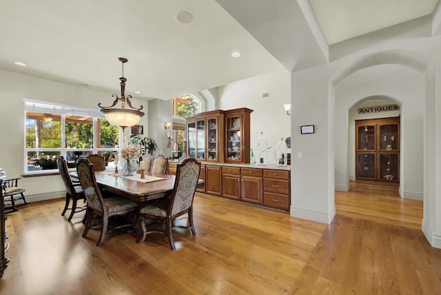 dining space featuring light hardwood / wood-style floors