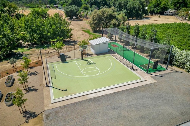 view of basketball court with tennis court