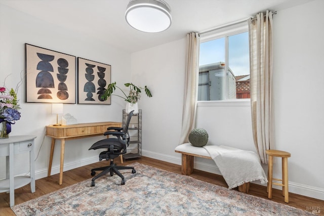 home office featuring hardwood / wood-style flooring