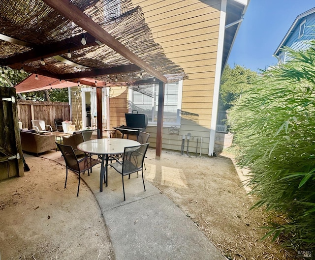 view of patio / terrace featuring a pergola